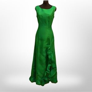 Coco of California Vintage Green Formal Ruffle Dress Sz 14 NWT!